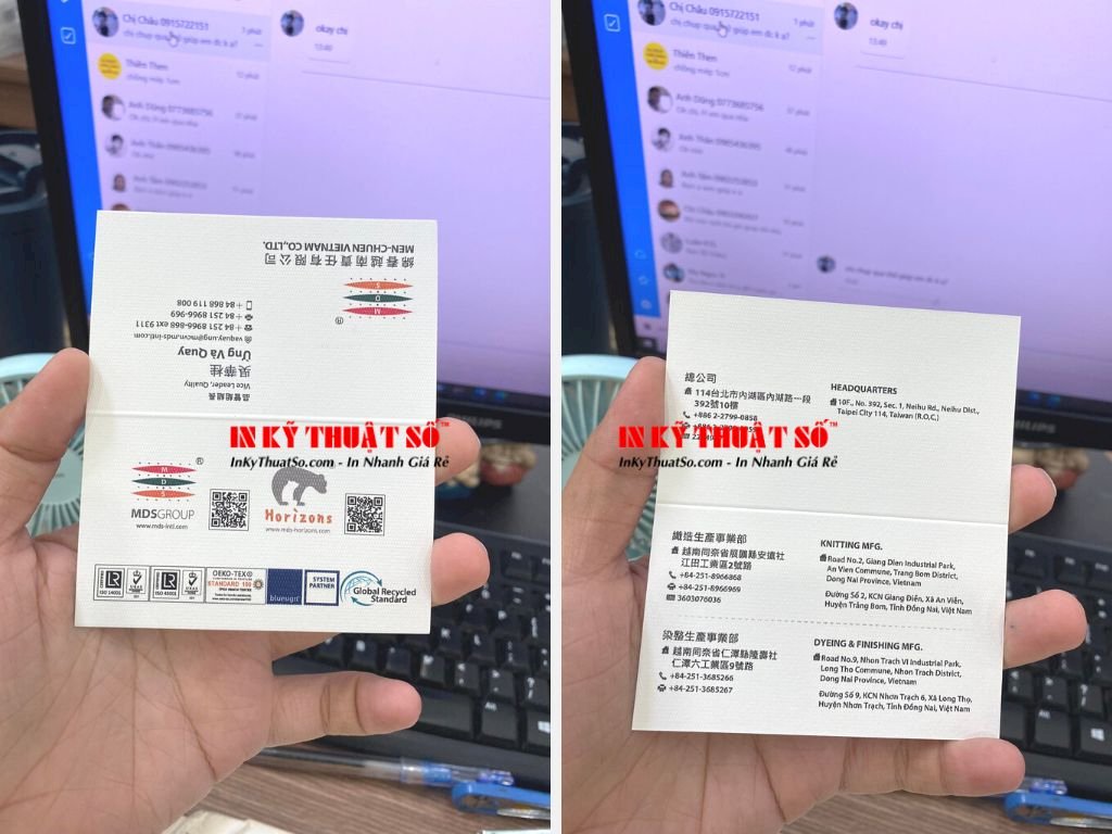 In name card gấp đôi, in giấy gân mỹ thuật, card visit đôi, danh thiếp gập đôi