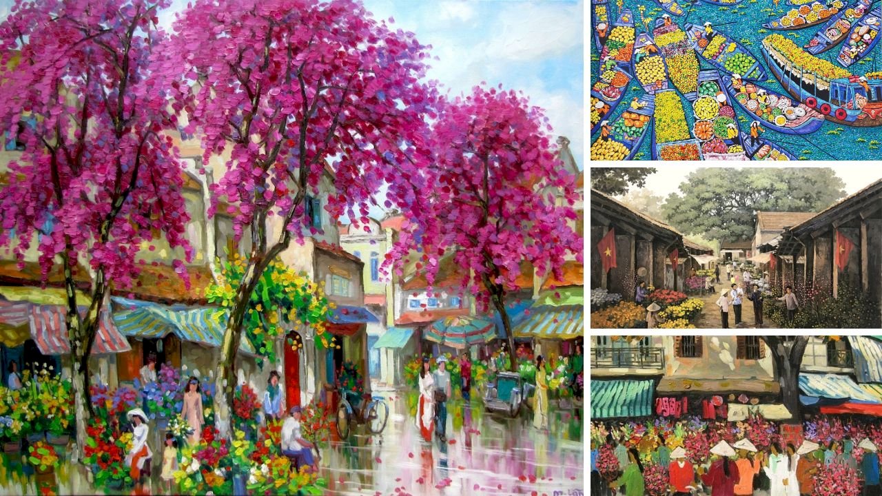 101 mẫu tranh phong cảnh ngày tết đẹp nhất, chất lượng cao, tải miễn phí