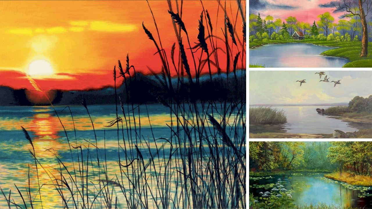 101 mẫu tranh phong cảnh hồ nước đẹp nhất, chất lượng cao, tải miễn phí
