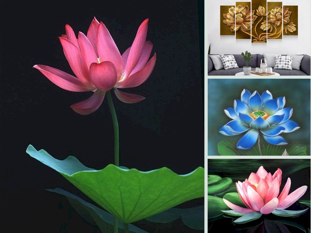 Tranh canvas hoa sen - InKyThuatSo