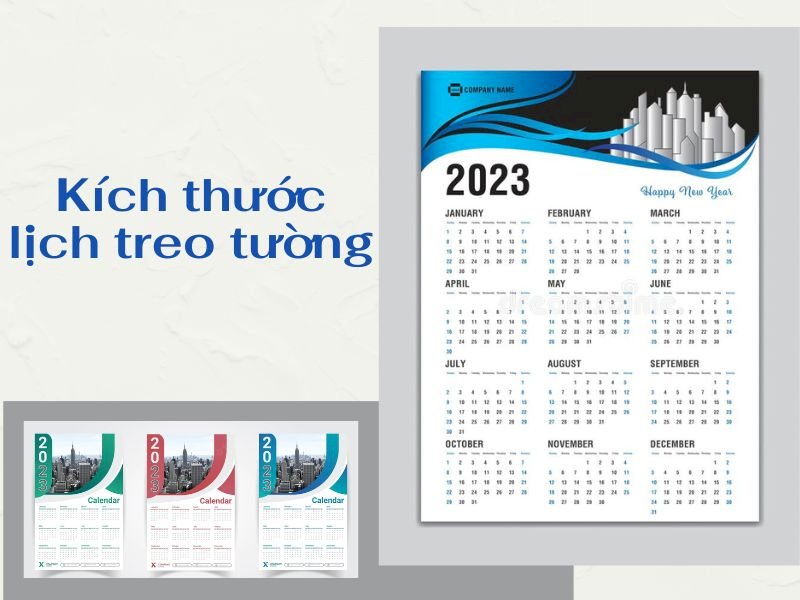 Kích thước lịch treo tường chuẩn, thông dụng nhất