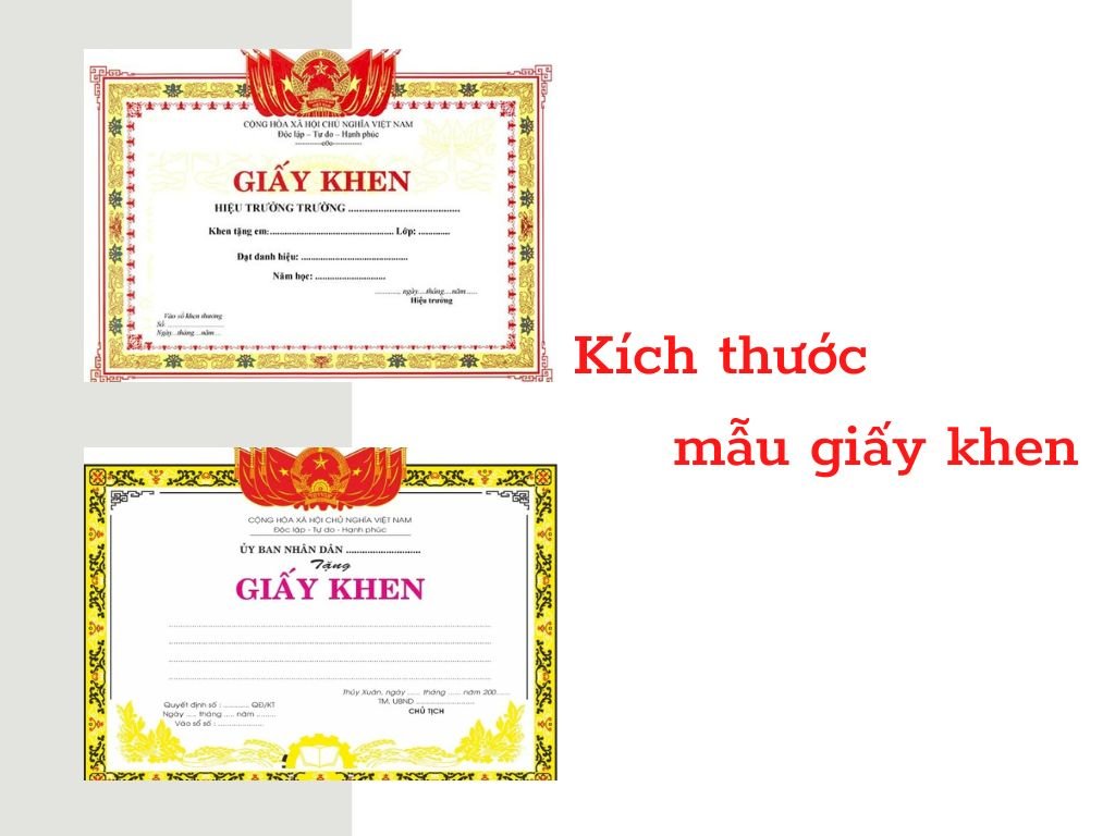 Kích Thước Mẫu Giấy Khen Chuẩn Thông Dụng