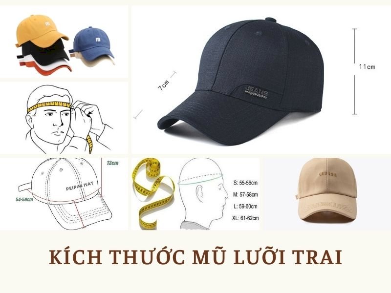 Kích thước mũ lưỡi trai chuẩn được sử dụng phổ biến nhất hiện nay