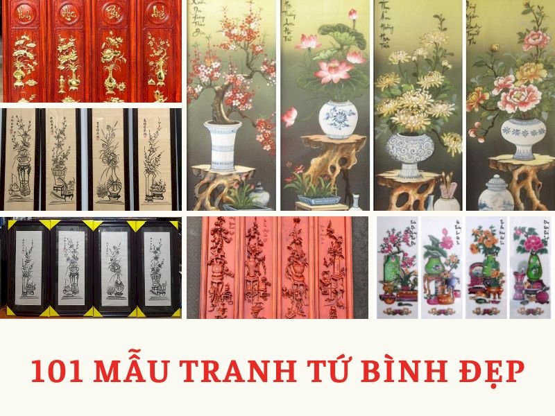 101 Mẫu tranh Tứ Bình đẹp, sang trọng, phong thuỷ tài lộc, may mắn