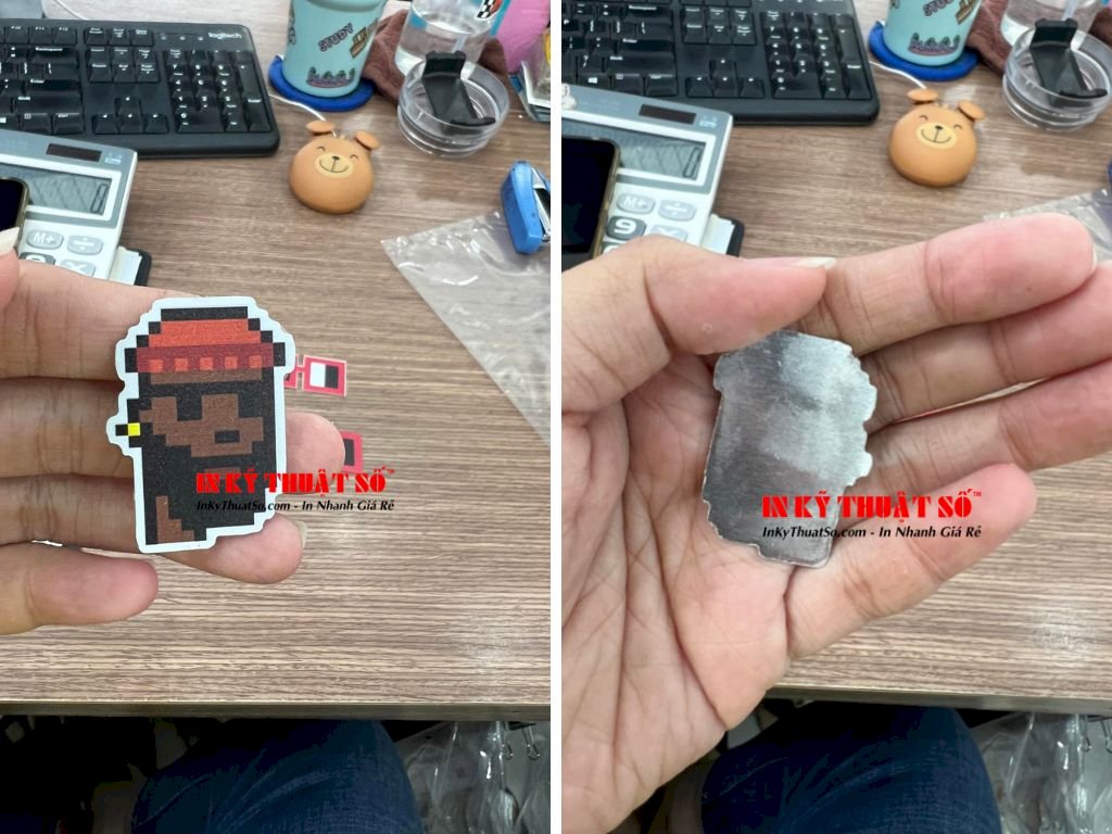 In Sticker Inox xước in UV cắt CNC theo yêu cầu