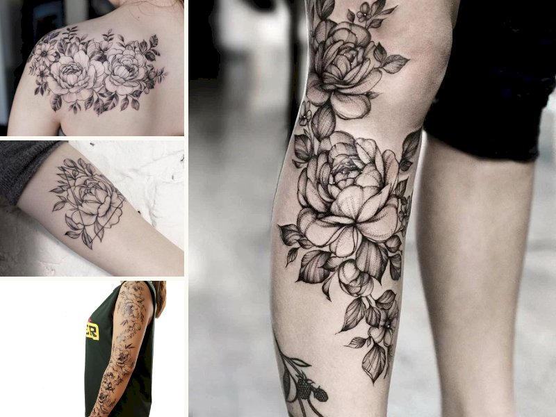 Hình xăm hoa mẫu đơn Ý nghĩa và mẫu tattoo mini đẹp ở chân tay lưng  trên vai