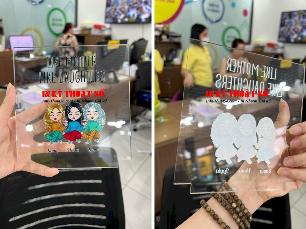 In mica trong, in hình lên mica, in ảnh mica kính có lót trắng