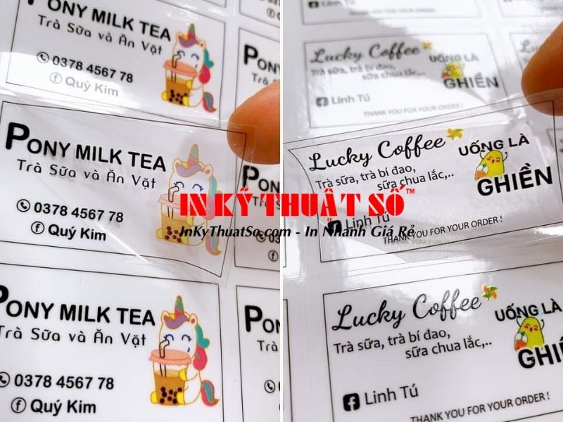 In tem nhãn decal trà sữa, ăn vặt theo yêu cầu TPHCM