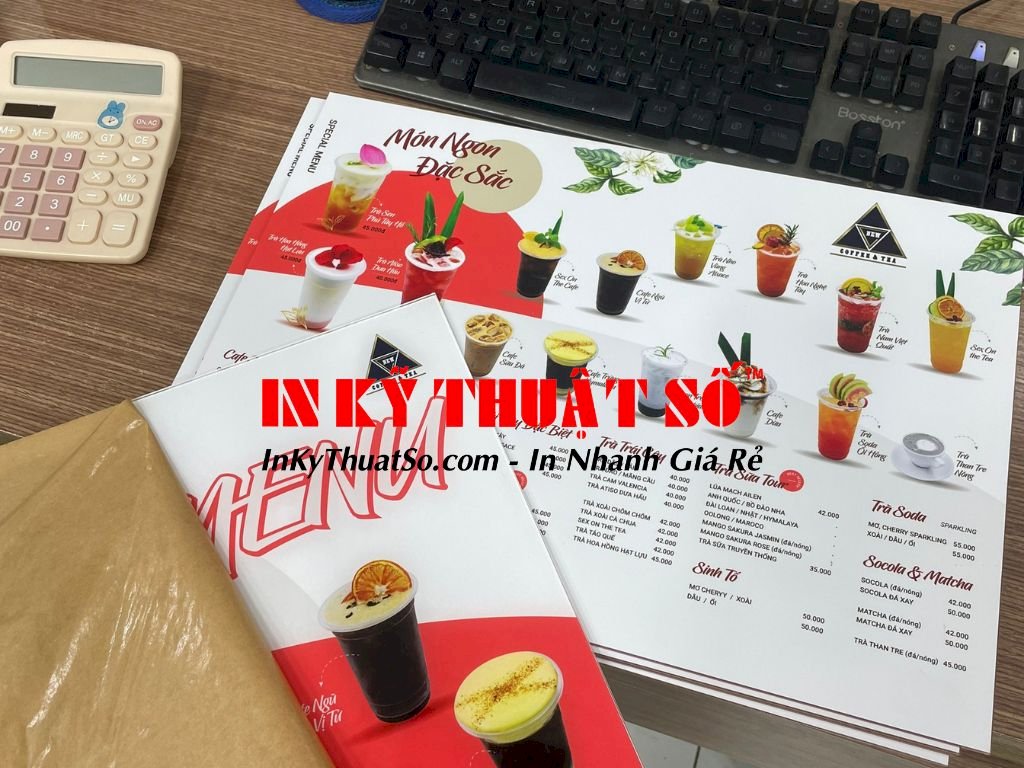 Menu in decal 2 mặt dán mica trong theo yêu cầu TPHCM