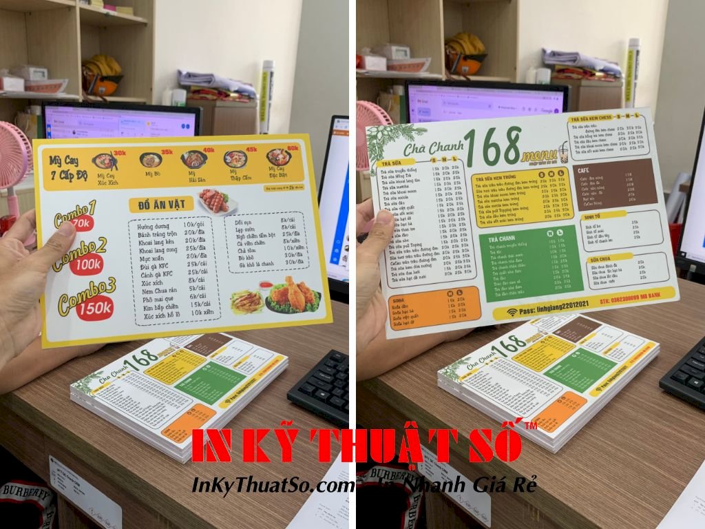 In Menu bằng bạt PP cán Formex cho quán Coffee, Trà sữa, Sữa tươi trân châu đường đen