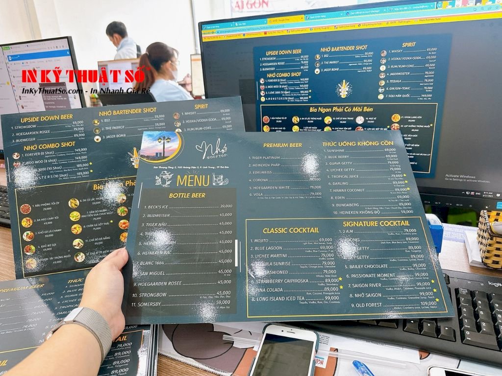 In menu cầm tay theo yêu cầu TPHCM - Làm menu dạng 1 tờ, từ giá rẻ đến cao cấp