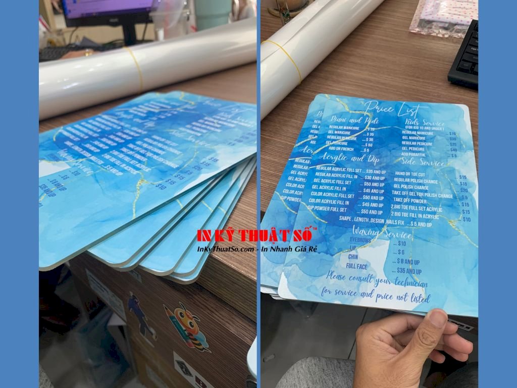 In menu Mica A4, A5 cầm tay giá rẻ TPHCM