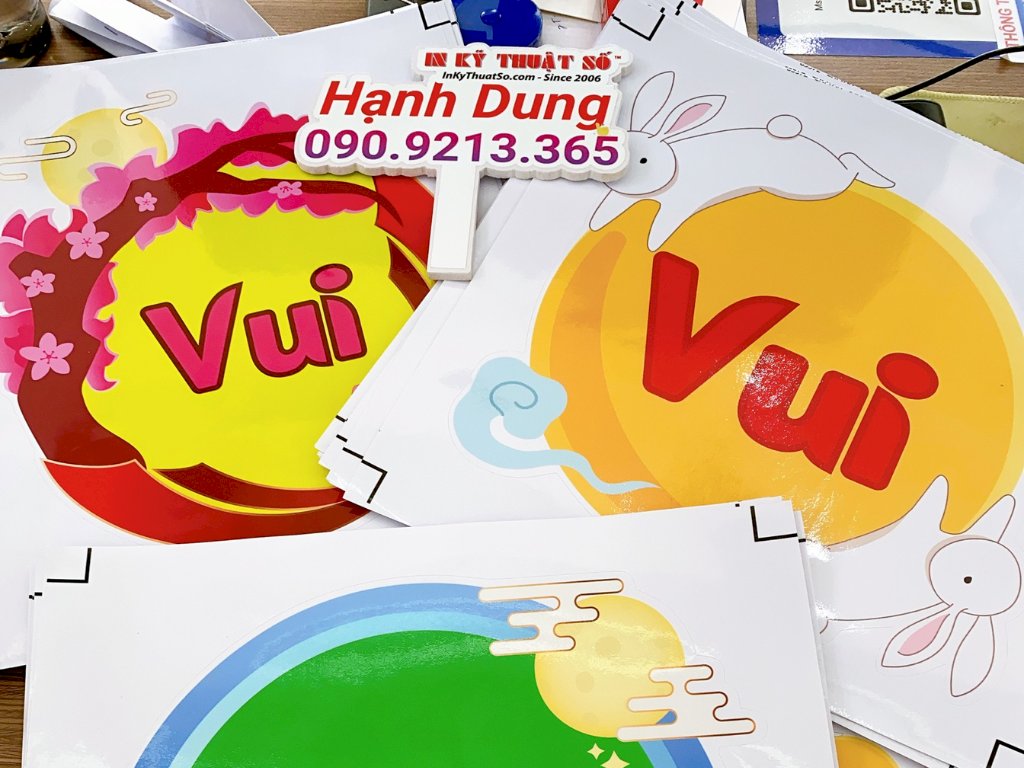 In sticker Trung thu cute Vui đêm trăng rằm, in decal dán trang trí ...