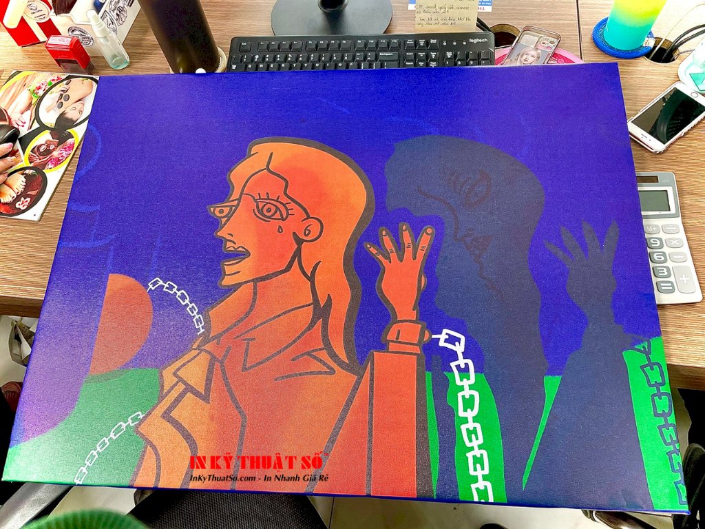 In tranh trừu tượng cô gái, tranh Canvas trừu tượng treo tường - INKTS580