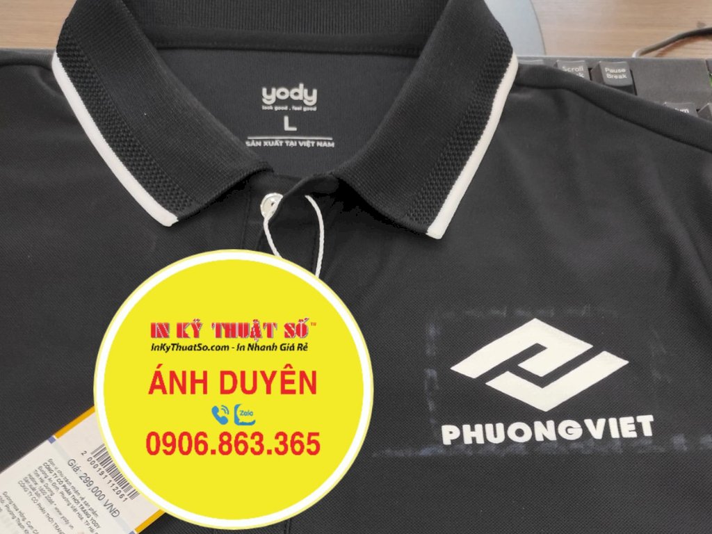 In Decal PU trắng bế ép áo thun đồng phục, ép sẵn lên áo thun khách gửi - INKTS1216