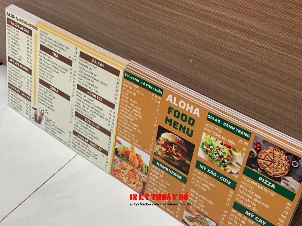 In menu quán ăn vặt, menu food, menu drink PP cán format dạng tấm cầm ...