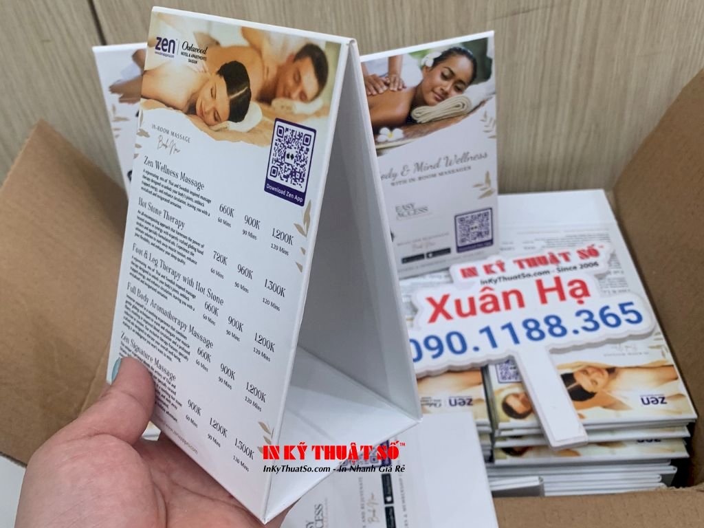 Tent card là gì? Đặt in tent card để bàn kích thước A6, A5, A4 theo yêu cầu TPHCM