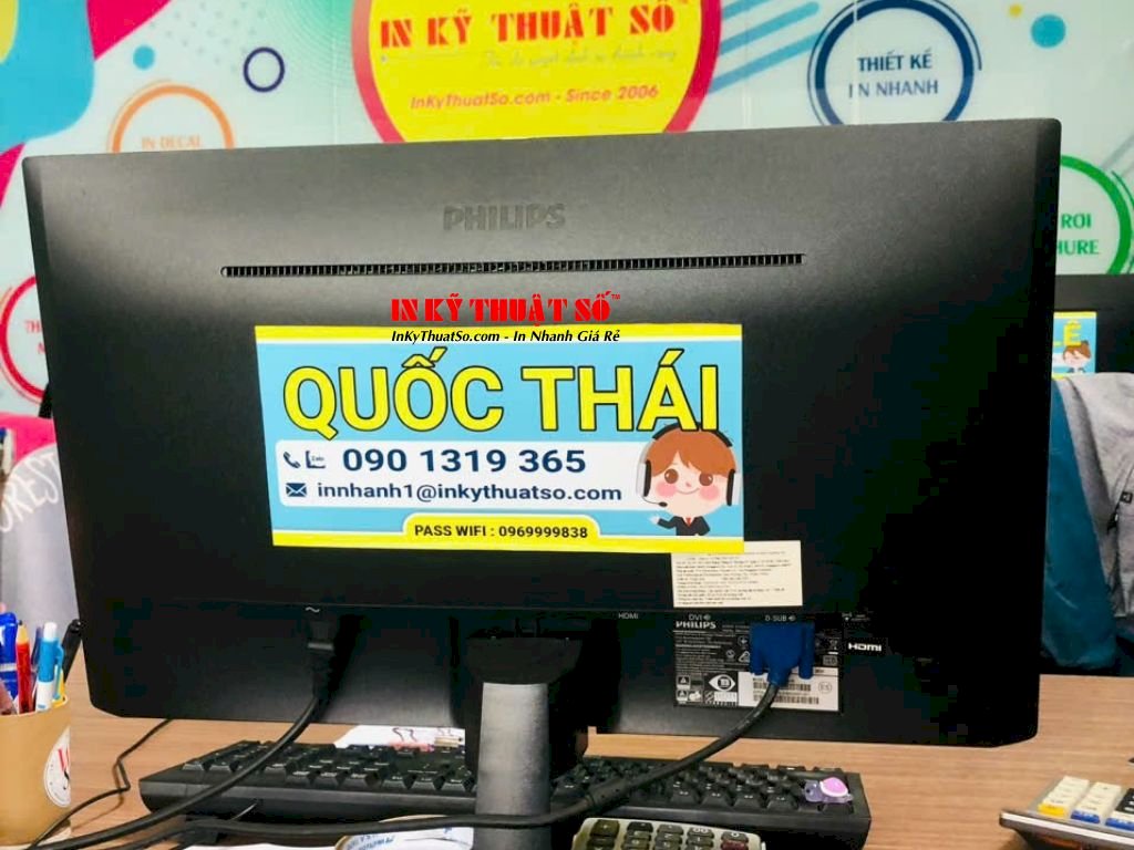 In Decal dán máy tính công ty Nhân viên kinh doanh/Sales Consultant (Nhân viên tư vấn bán hàng) Email Pass Wifi