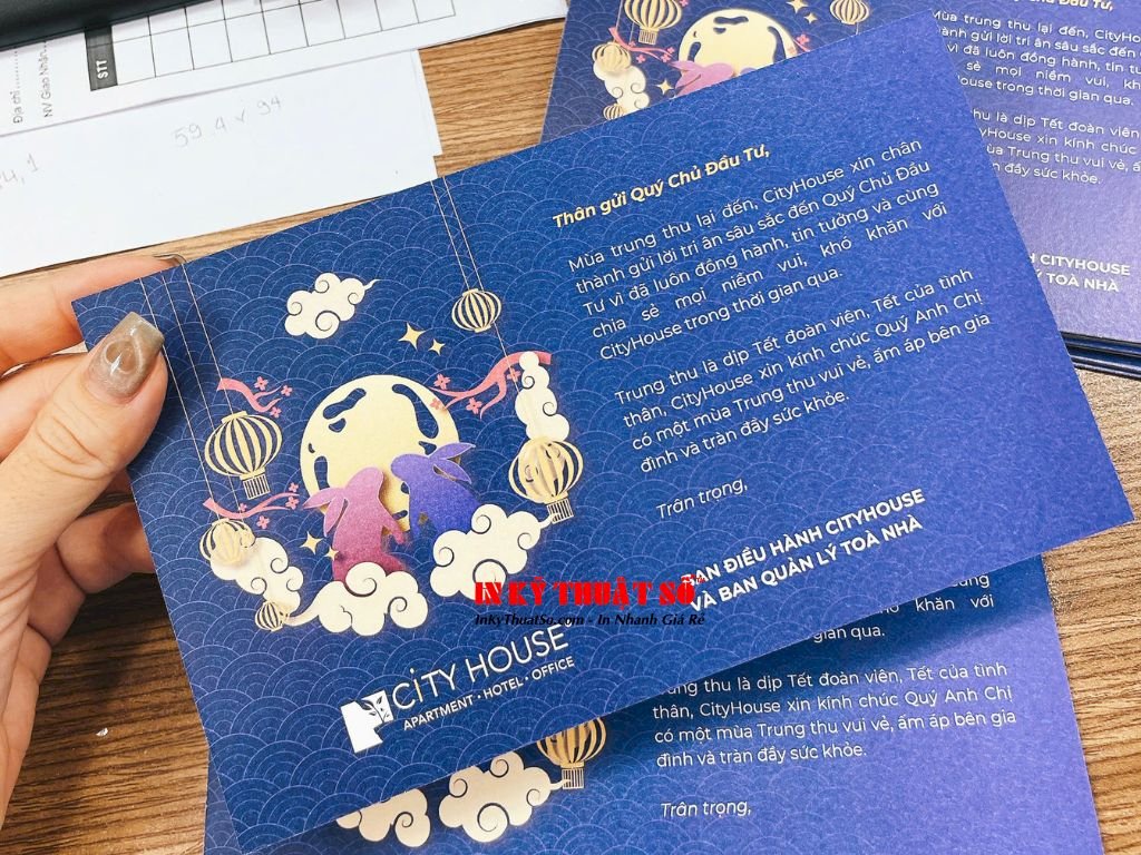 In thiệp trung thu, in thiệp mừng trung thu gửi kèm hộp bánh cho các cá nhân, doanh nghiệp