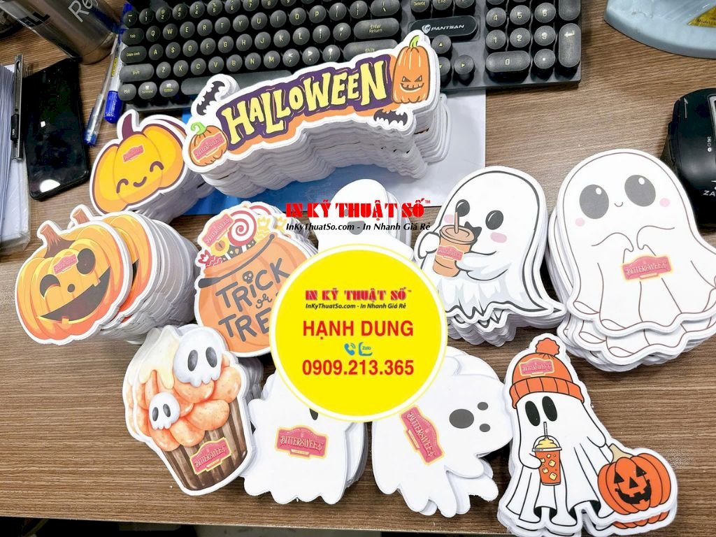 In format HCM làm mô hình Halloween: hình đầu lâu, con ma, bí ngô, dơi, phù thủy, xác ướp, nhện