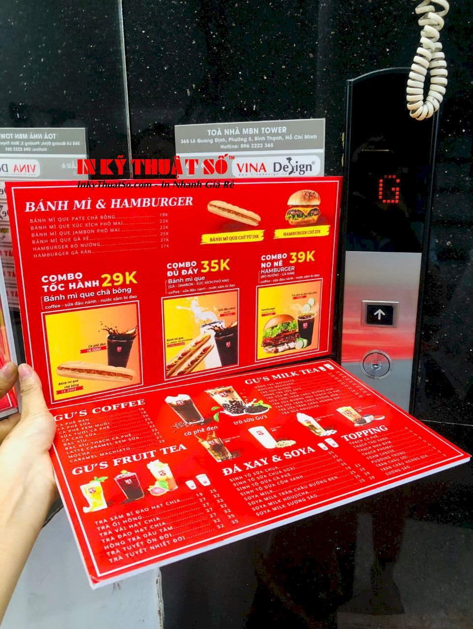 In cán Format làm menu cầm tay 2 mặt thông tin, menu tấm cầm tay quán ...