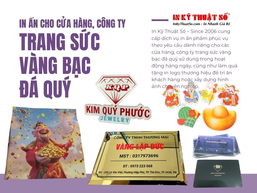 Dịch vụ in ấn cửa hàng trang sức, vàng bạc đá quý, showroom Jewelry