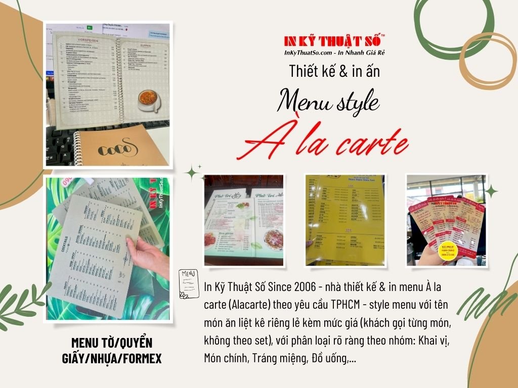In menu À la carte (Alacarte) theo yêu cầu TPHCM