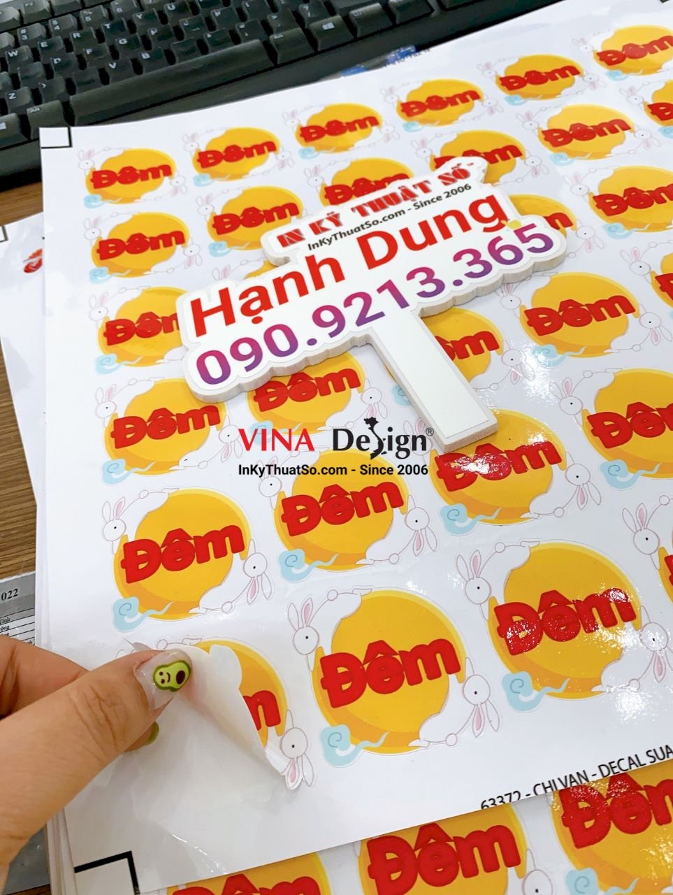 In sticker Trung thu Thỏ ngọc Đêm trăng, in Decal trang trí Trung thu ...