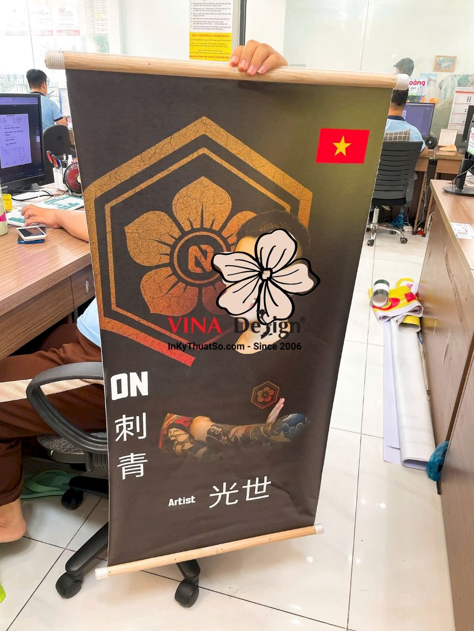 In hình lên vải Canvas chân dung Tattoo Team tại tiệm xăm hình - INKTS3569