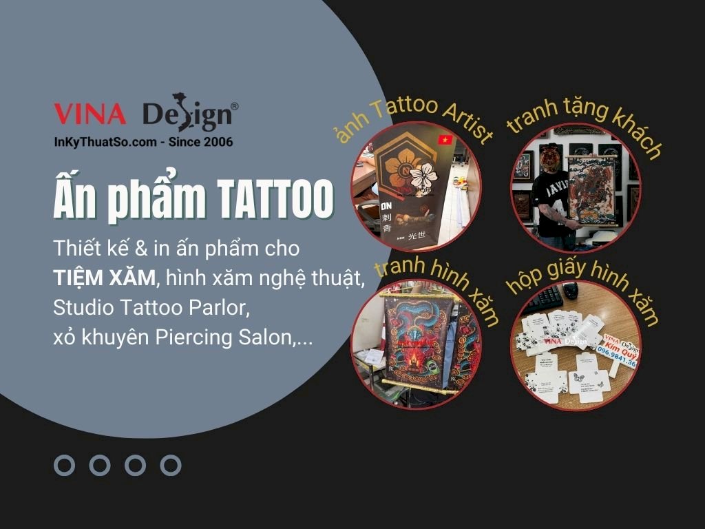 Dịch vụ in ấn cho tiệm xăm, hình xăm nghệ thuật, xỏ khuyên, Studio Tattoo Parlor, Piercing Salon