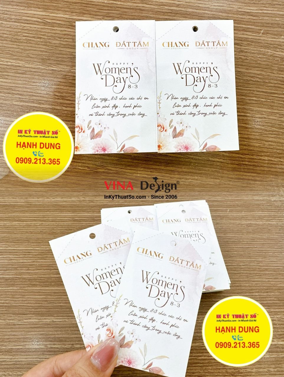 In tag quà tặng 8.3 kèm lời chúc mừng Happy Women's Day, tag treo giấy ...