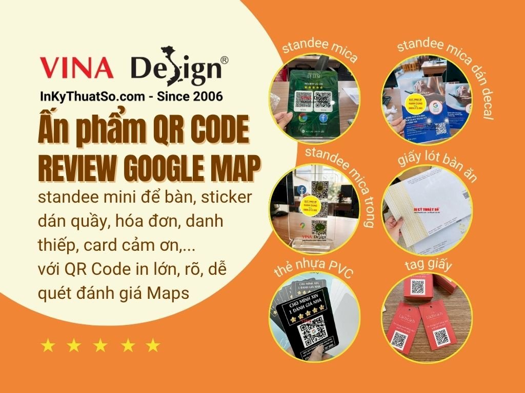 Top ấn phẩm QR code để khách quét và review đánh giá Google Maps ngay tại cửa hàng
