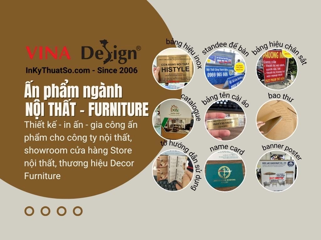 Dịch vụ in ấn cho công ty nội thất, showroom cửa hàng Store nội thất, thương hiệu Decor Furniture