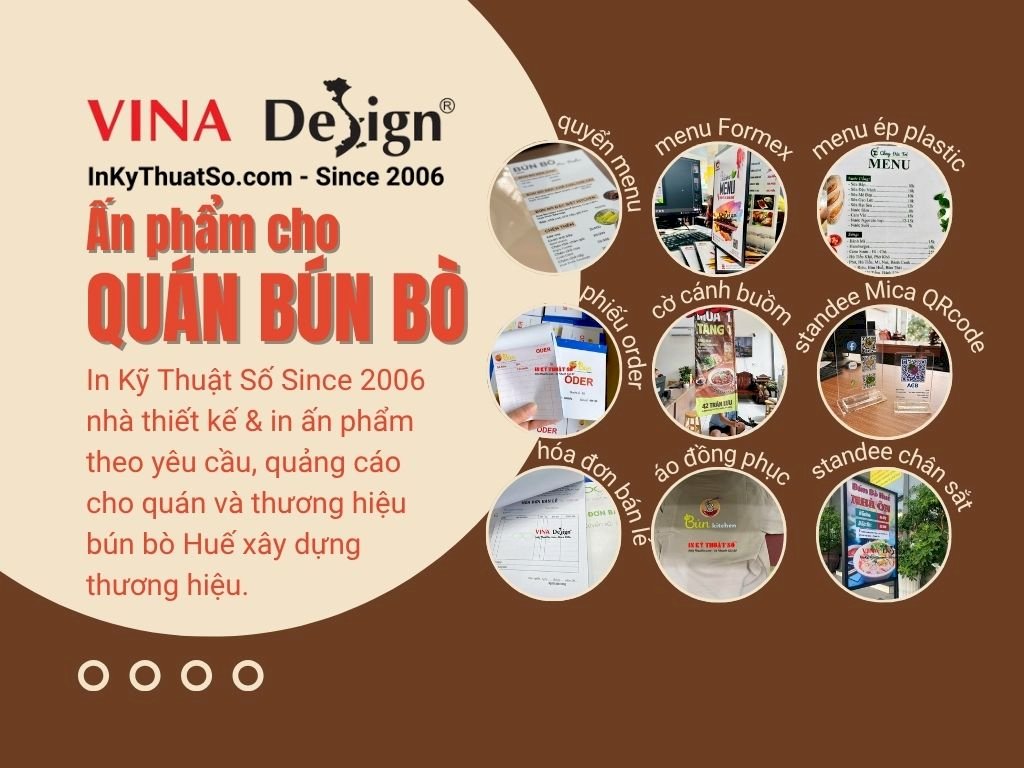 Dịch vụ in ấn cho quán bún bò, thương hiệu bún bò Huế