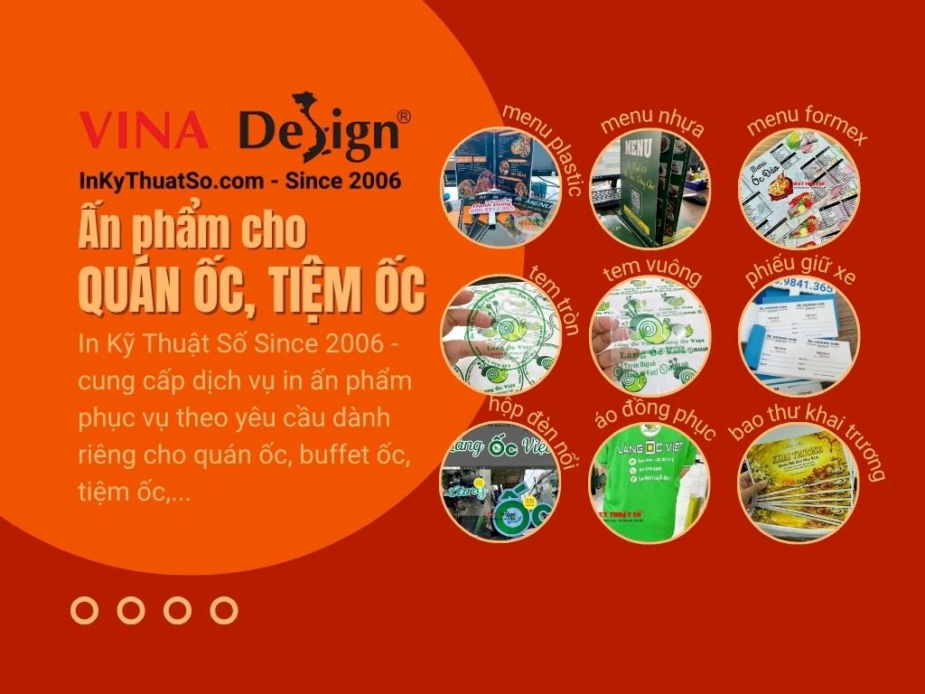 Dịch vụ in ấn cho quán ốc, buffet ốc, tiệm ốc