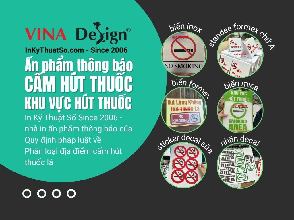 Top ấn phẩm Biển cấm hút thuôc và Biển khu vực hút thuốc theo quy định mới tại In Kỹ Thuật Số Since 2006