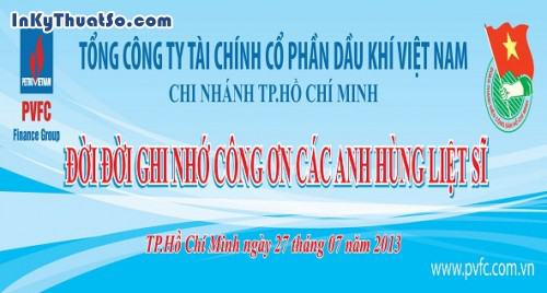 In băng rôn bằng bạt Hiflex cho Công ty Tài Chính Cổ Phần Dầu Khí Việt Nam