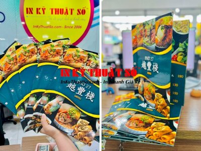 In menu quán phở bìa cứng, mang song ngữ Việt Trung - INKTS379