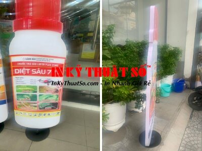 In standee PP dầu cán bóng, formex 5 li, viền formex gắn chân mâm tròn - INKTS339