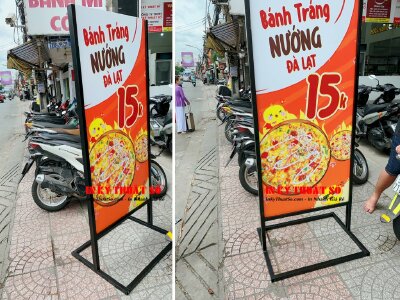 In standee sắt ngoài trời quán Bánh Tráng Nướng Đà Lạt - INKTS500