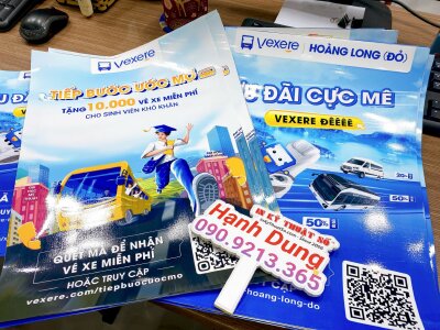 In poster dán tường, dán cửa kính theo yêu cầu cho văn phòng đặt vé xe, in poster A3 - INKTS748