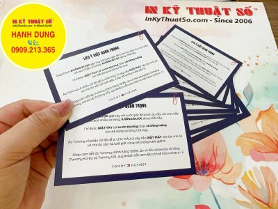 In card lưu ý giặt quan trọng gửi kèm sản phẩm quần áo thời trang, in giấy hướng dẫn sử dụng giặt ủi - INKTS1211