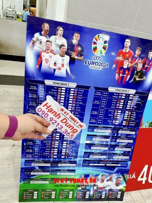 In lịch thi đấu bóng đá vòng Chung kết EURO PP cán format dán tường quán cafe, quán beer, quán nhậu - INKTS1430