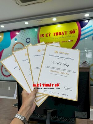 In nhanh giấy khen Certificate High school diploma Bằng tốt nghiệp trung học trường quốc tế - INKTS1502