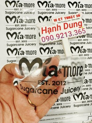 In tem Decal trong suốt dán nhãn ly nước mía, đồ uống take away, hàng gửi đi Mỹ từ TPHCM - INKTS1446