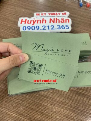 In name card giấy mỹ thuật Materica Verdigris giấy xanh 350gsm, in màu đen - INKTS1571