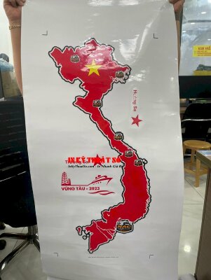 In tranh dán tường bản đồ Việt Nam đánh dấu địa điểm kinh doanh của doanh nghiệp - INKTS1543