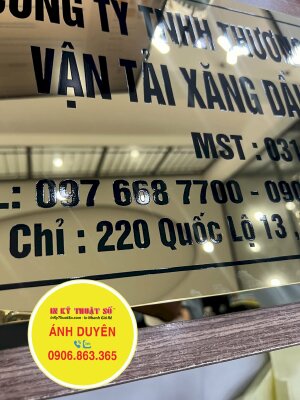 Làm bảng hiệu chữ Inox vàng công ty vận tải xăng dầu - INKTS1504