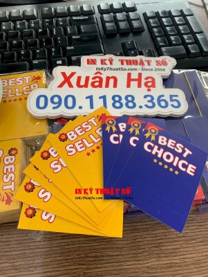 In chữ lên thẻ nhựa mỏng, card nhựa Best Choice, Best Seller - INKTS1780