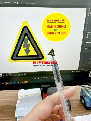 In sticker cảnh báo nguy cơ điện giật hình tia sét, Warning Electricity, Caution High Voltage - INKTS1808